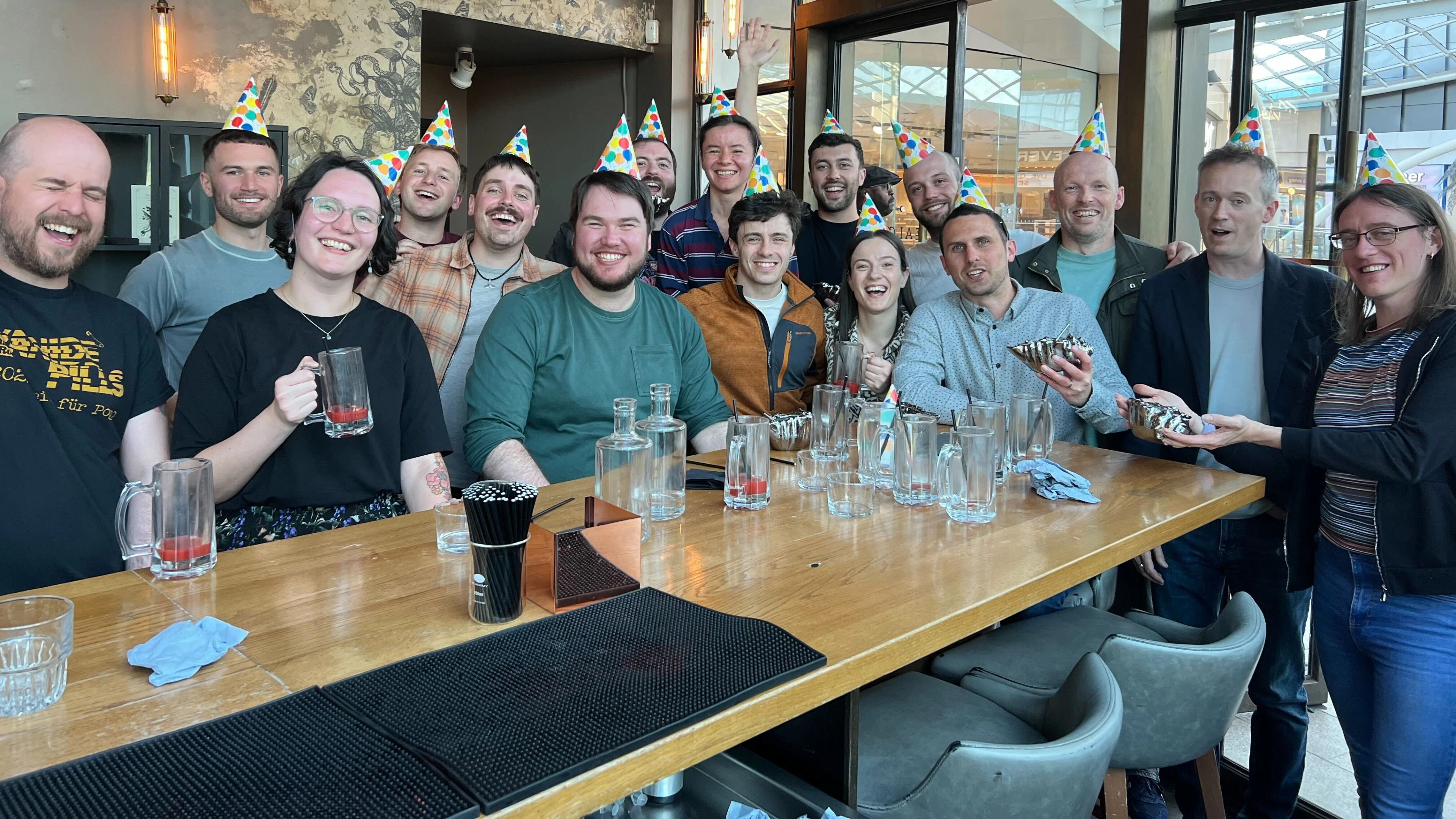 Doza team celebrating a birthday